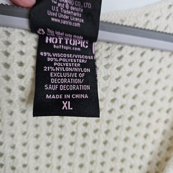 HELLO KITTY Patches Open Knit Sweater Vest BEIGE WHITE & RED size XL Hot Topic - Picture 6 of 10